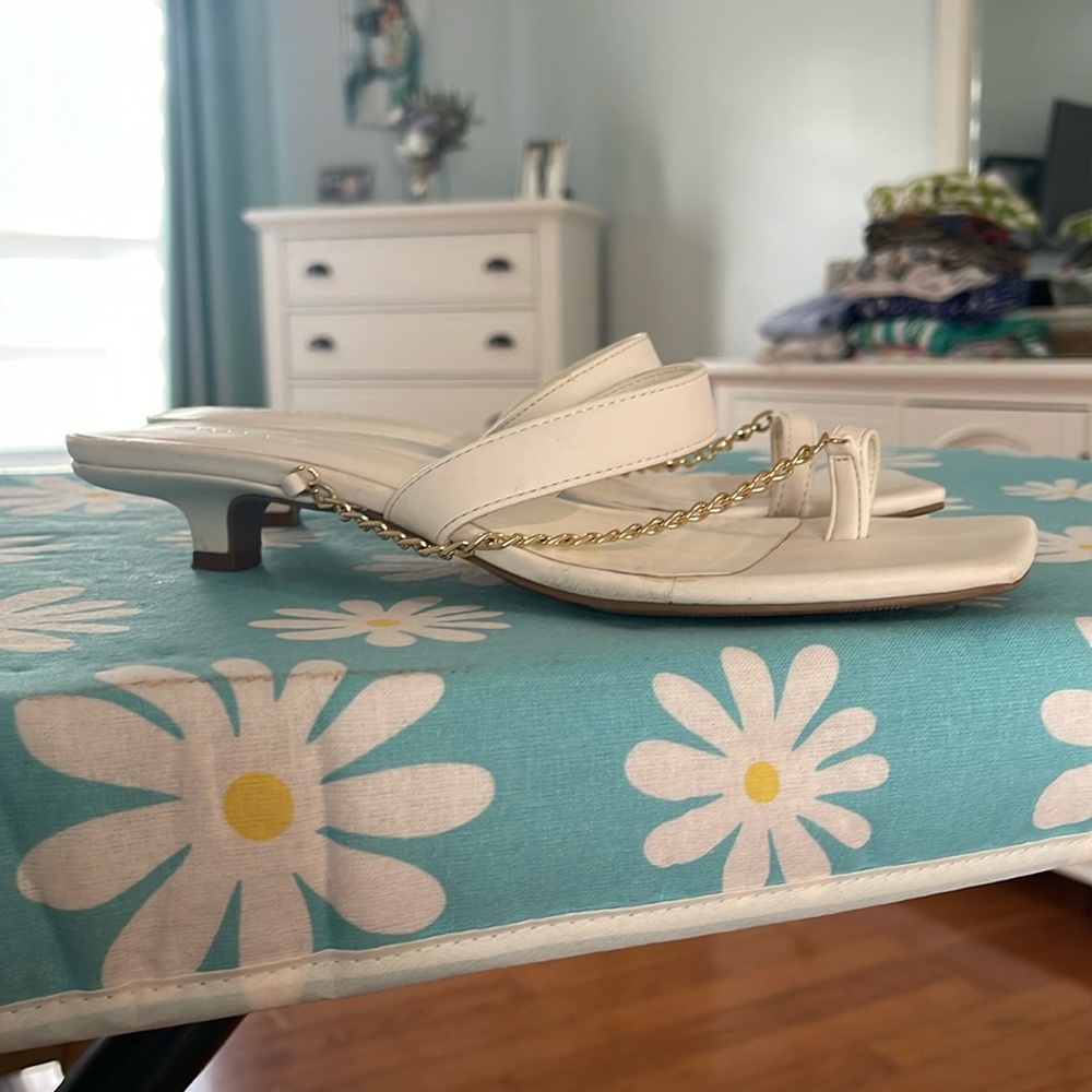 White slip on sandles